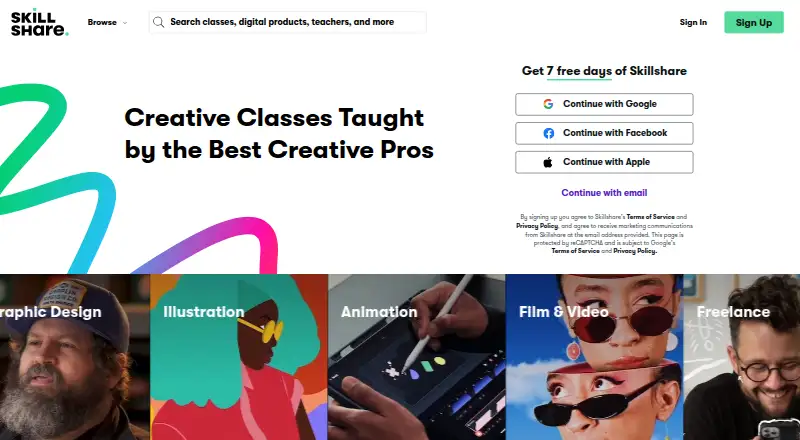 Skillshare's own site