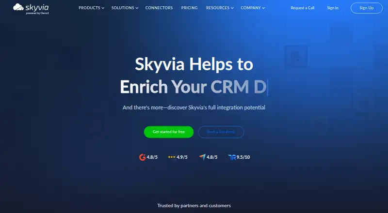 The Skyvia homepage