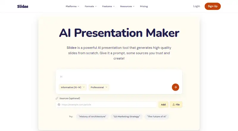 Slidee's own site