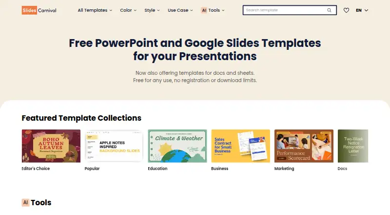 SlidesCarnival's own site