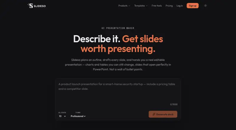 Slideso's own site