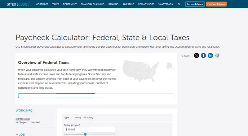 SmartAsset Paycheck Calculator's own site