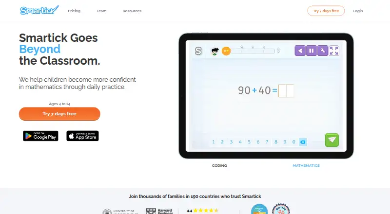 Smartick's own site