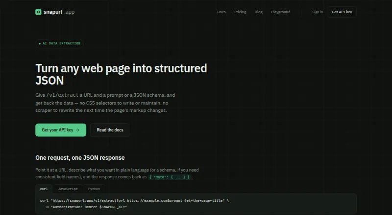 SnapURL Extract's own site