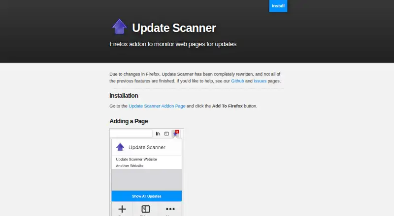 Update Scanner's own site