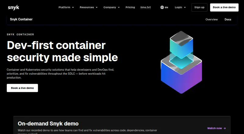 Snyk Container's own site