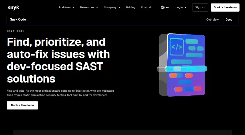 Snyk Code's own site