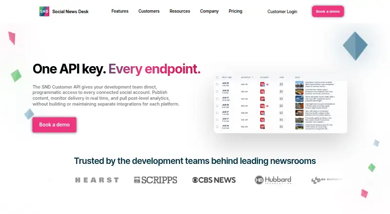 Social News Desk API's own site