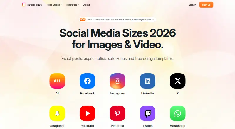 SocialSizes's own site