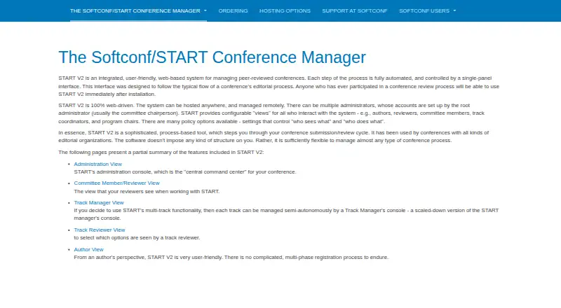 START Conference Manager's own site