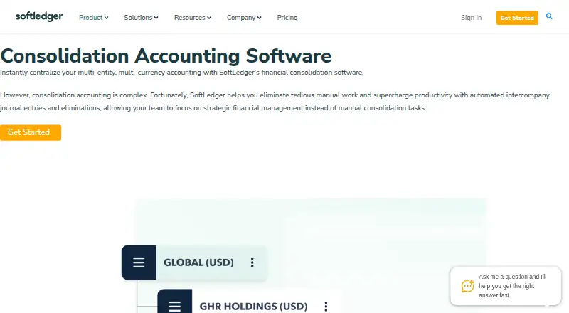 SoftLedger Consolidation Accounting's own site