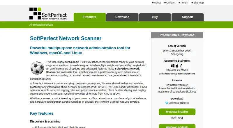 SoftPerfect Network Scanner's own site