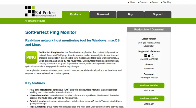 SoftPerfect Ping Monitor's own site