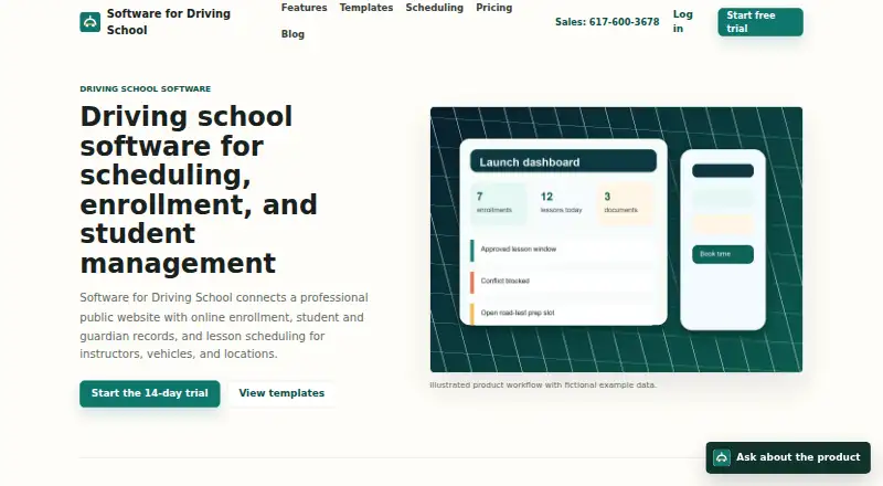 Software for Driving School's own site
