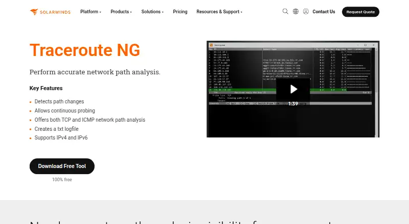 SolarWinds Traceroute NG's own site