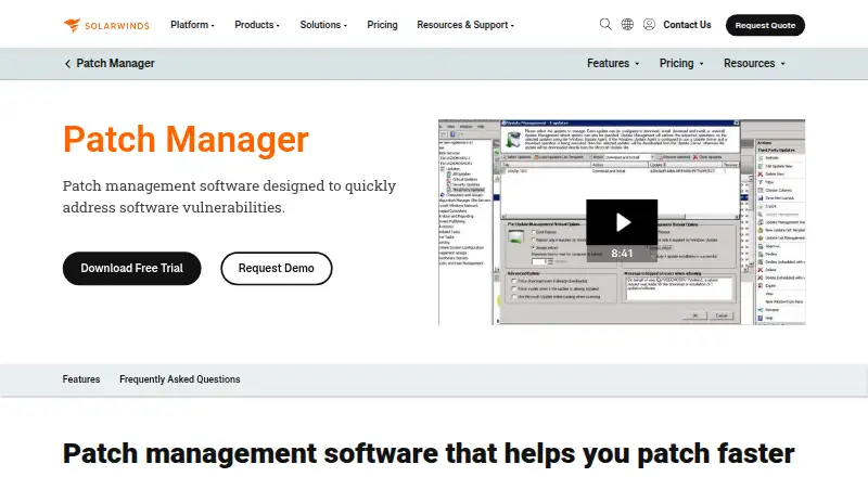 SolarWinds Patch Manager's own site
