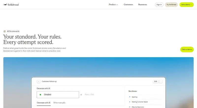 Solidroad AI Scorecards's own site