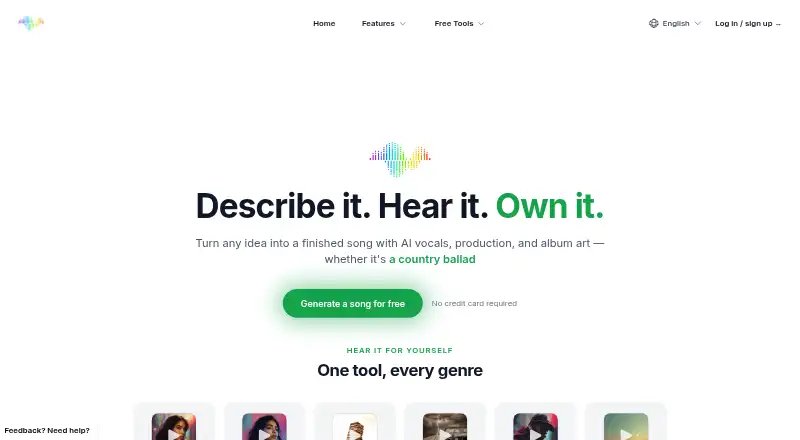Songs AI's own site