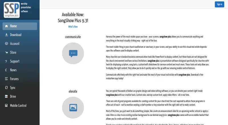 SongShow Plus's own site