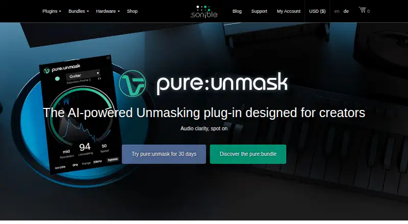 sonible pure:unmask's own site