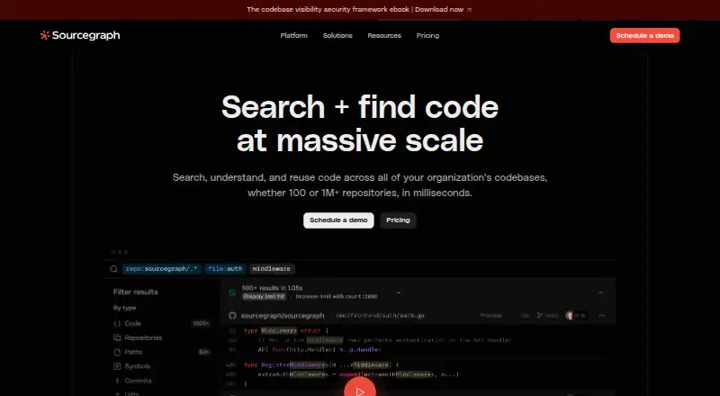 Sourcegraph Code Search's own site