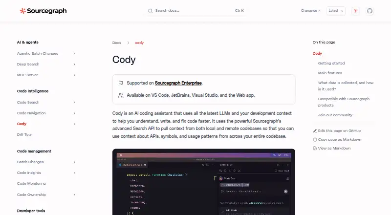 Sourcegraph Cody's own site