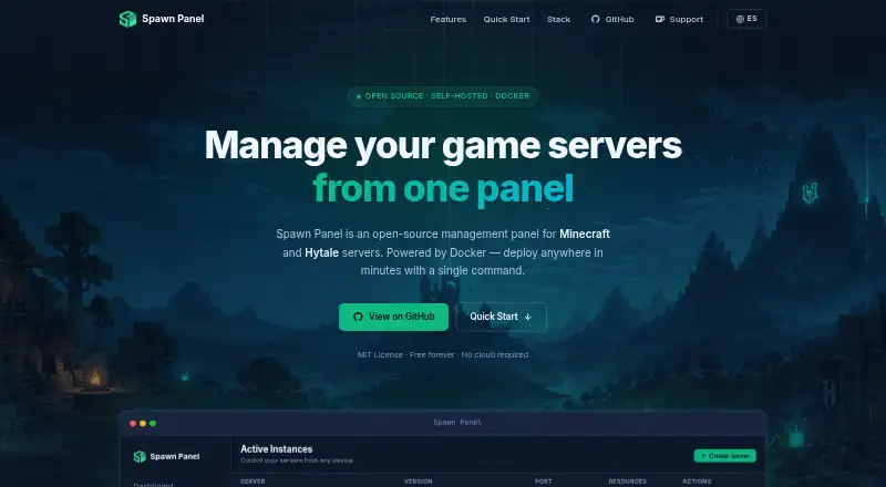 Spawn Panel's own site
