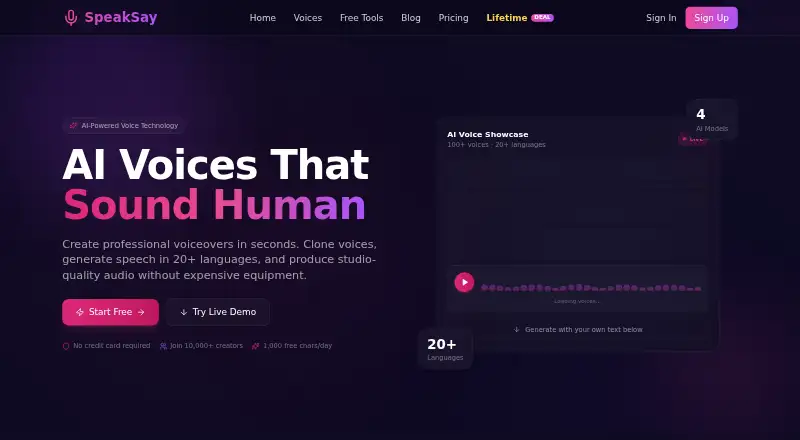SpeakSay's own site