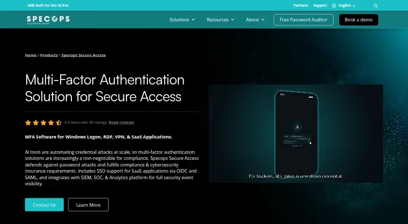 Specops Secure Access's own site