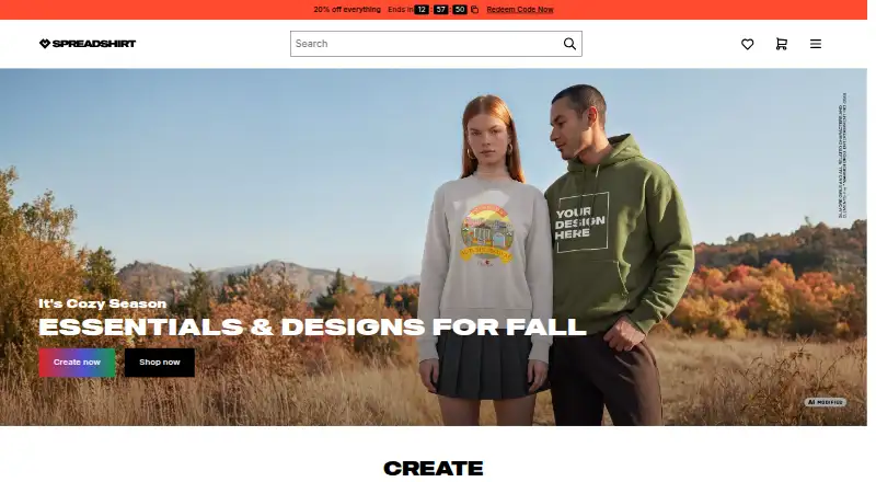 Spreadshirt's own site