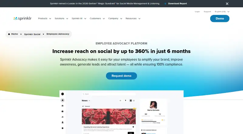 Sprinklr Employee Advocacy's own site
