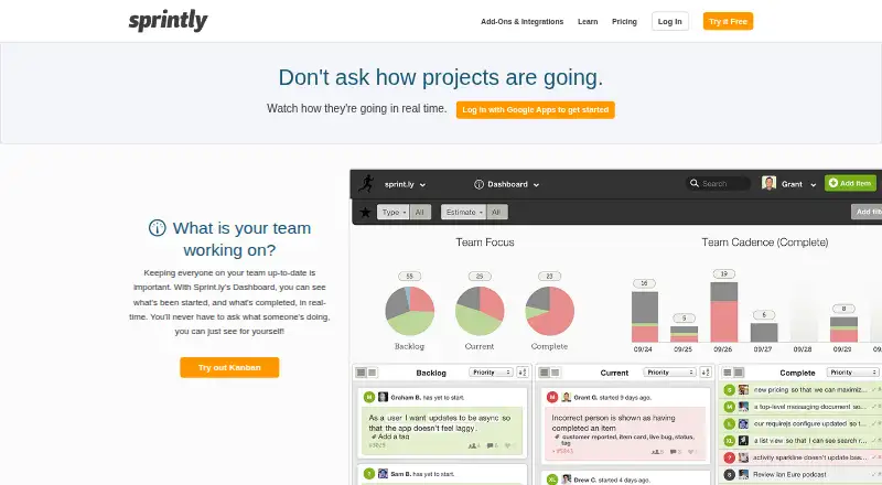 Sprintly's own site