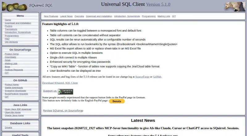 SQuirreL SQL Client's own site