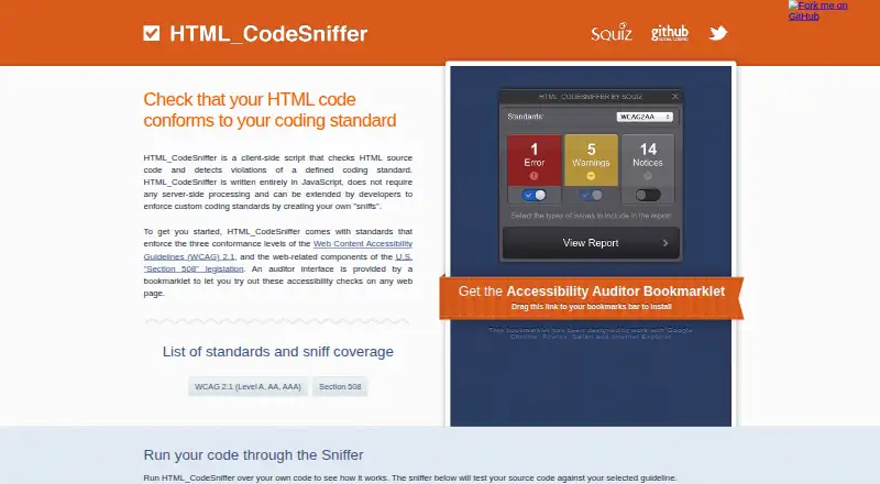 HTML_CodeSniffer's own site