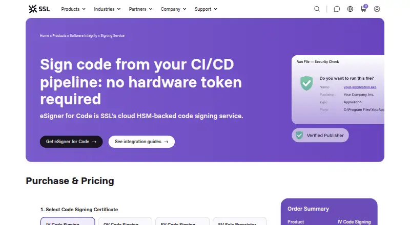 SSL.com eSigner for Code's own site