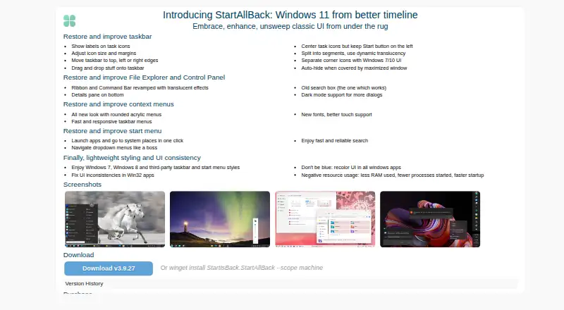 StartAllBack's own site