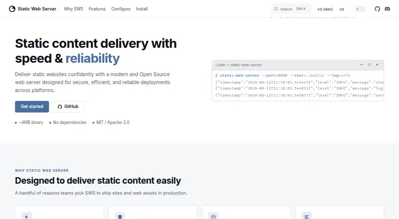 Static Web Server's own site
