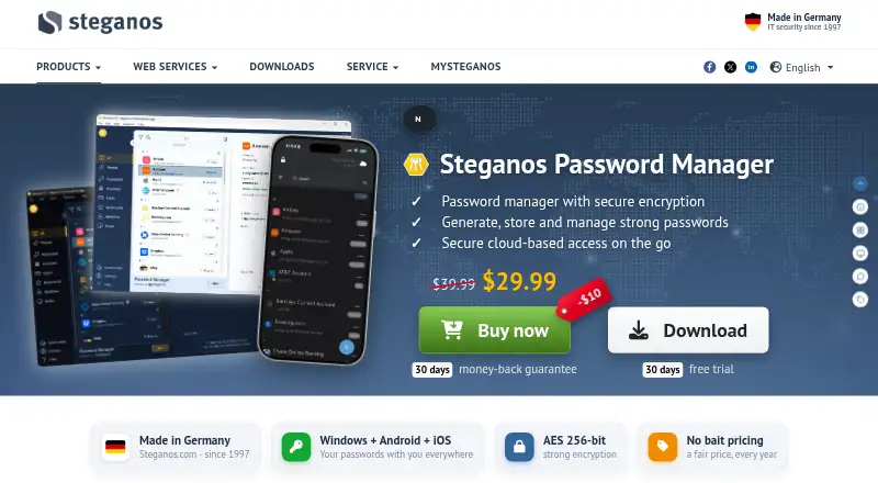 Steganos Password Manager's own site
