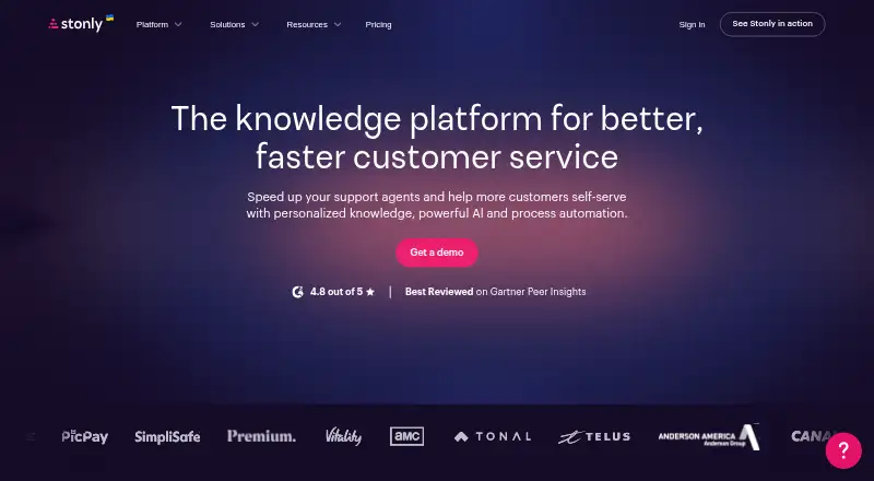 The Stonly homepage