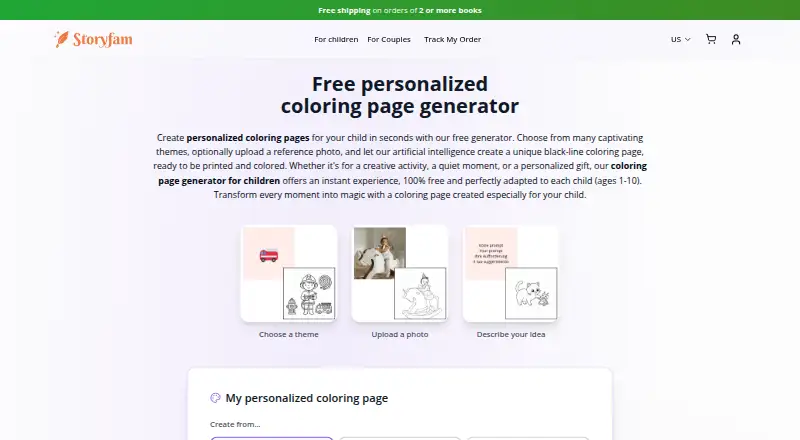 Storyfam Coloring Generator's own site