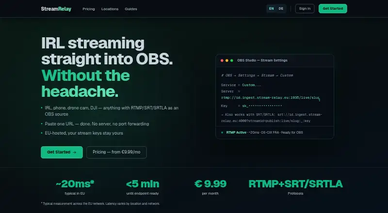 StreamRelay's own site