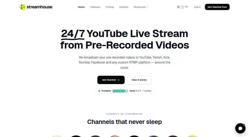 The StreamHouse homepage