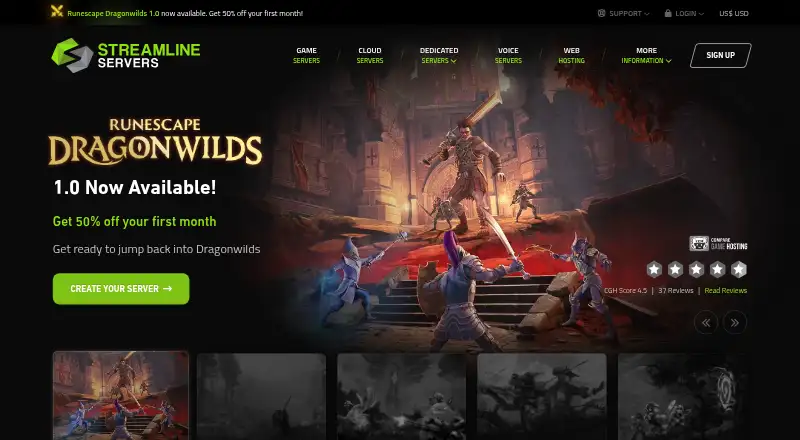 Streamline Servers's own site
