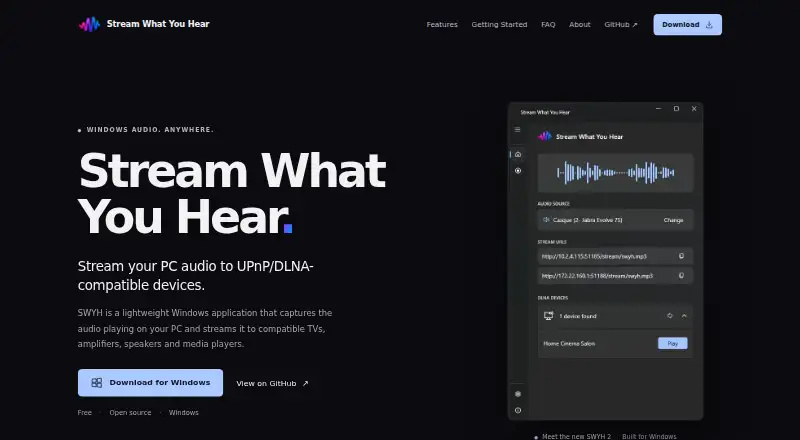 Stream What You Hear's own site