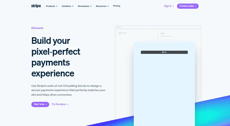 Stripe Elements's own site