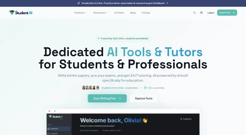 StudentAI's own site