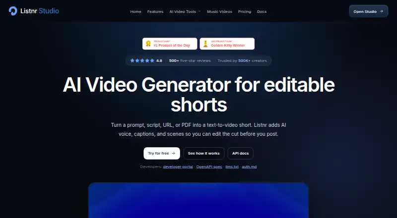 Listnr Studio's own site