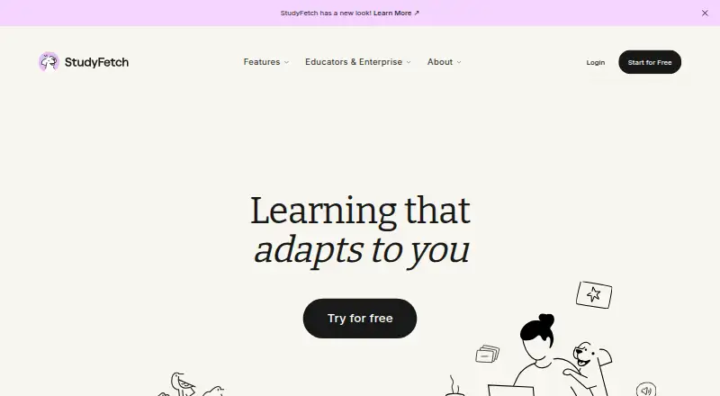 The StudyFetch homepage