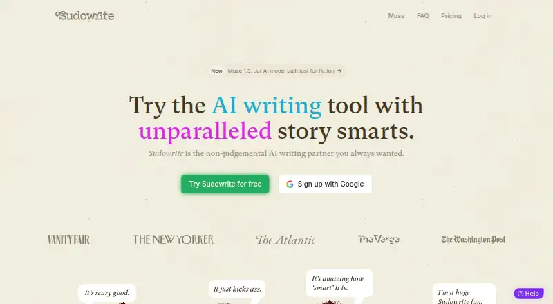 Sudowrite's own site