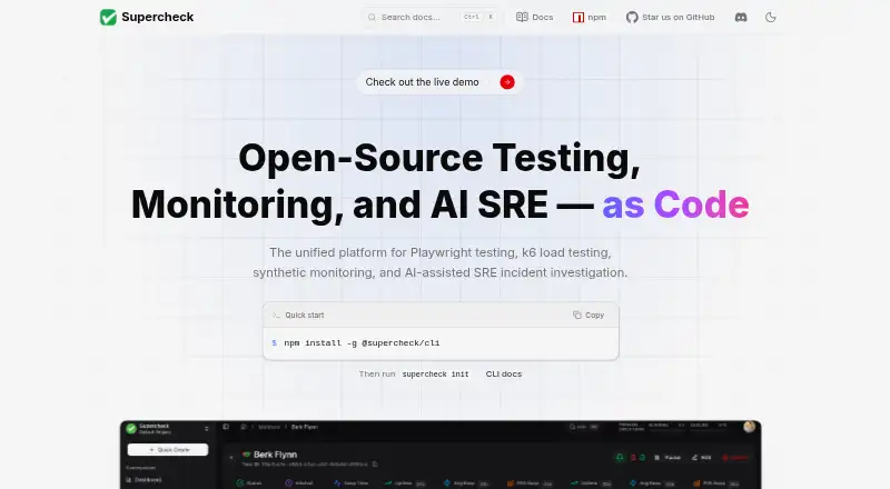 Supercheck's own site